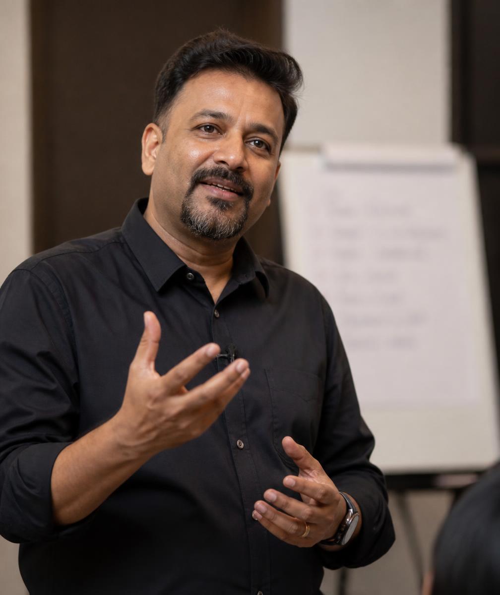 Sharat Sharma facilitating a corporate training session